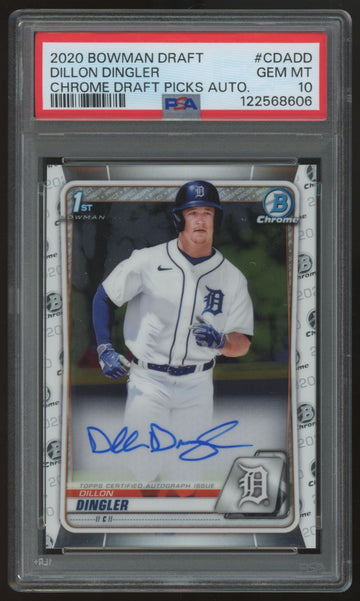 2020 Bowman Draft Dillon Dingler 1st Chrome Auto #CDA-DD PSA 10