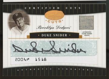 2004 Donruss Duke Snider Leaf Certified Cuts Patch Auto /25 #CC-22