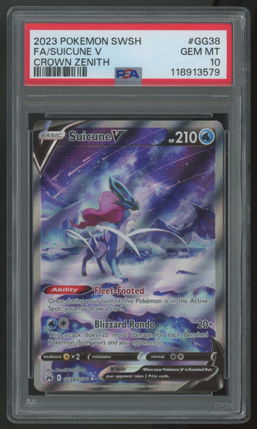 2023 Pokemon Suicune V Crown Zenith Full Art #GG38 PSA 10