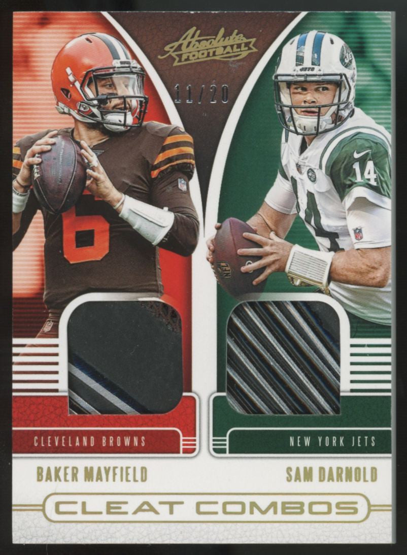 2019 Panini Absolute Baker Mayfield/Sam Darnold Cleat Combos Dual Relic /20 #16