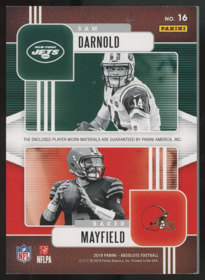2019 Panini Absolute Baker Mayfield/Sam Darnold Cleat Combos Dual Relic /20 #16