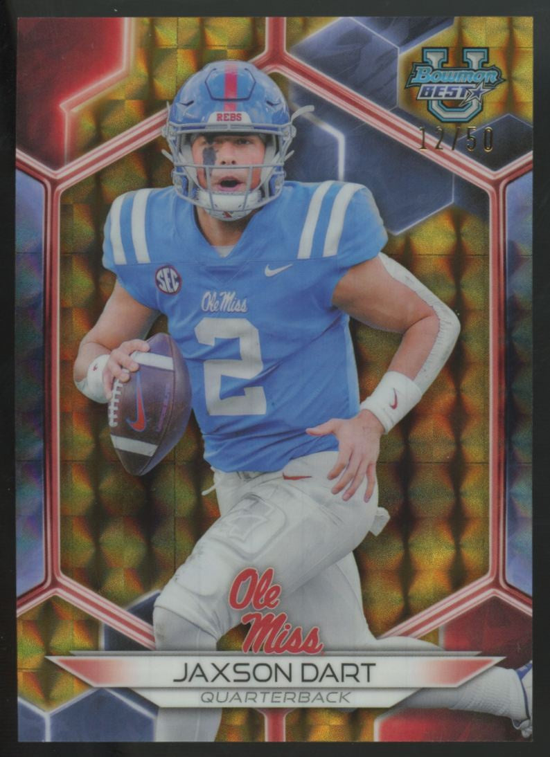 2023 Bowman Best University Jaxson Dart Gold Geometric Refractor /50 #33