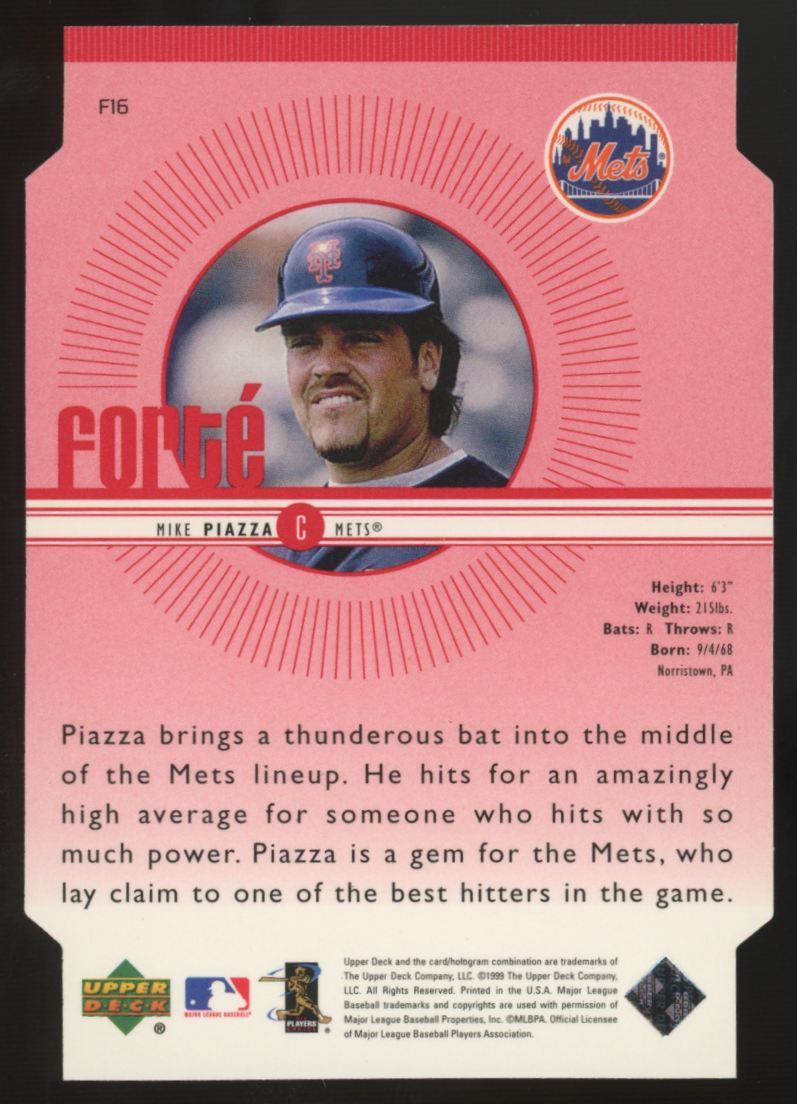 1999 Upper Deck Mike Piazza Triple Red Forte Die Cut /100 #F16