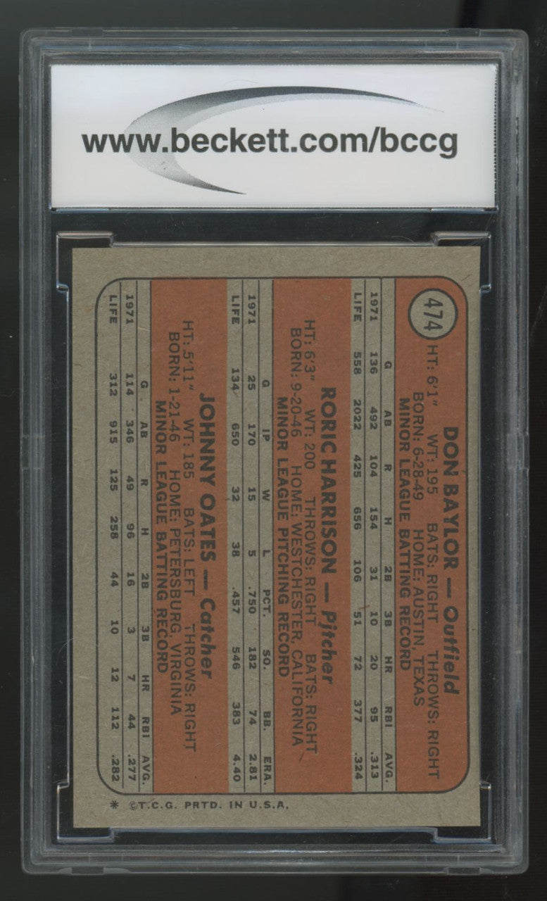 1972 Topps Baylor/Oates/Harrison RC Rookie Stars #474 BCCG 9