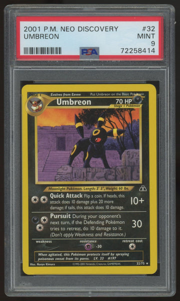 2001 Pokemon Umbreon Neo Discovery Unlimited #32 PSA 9