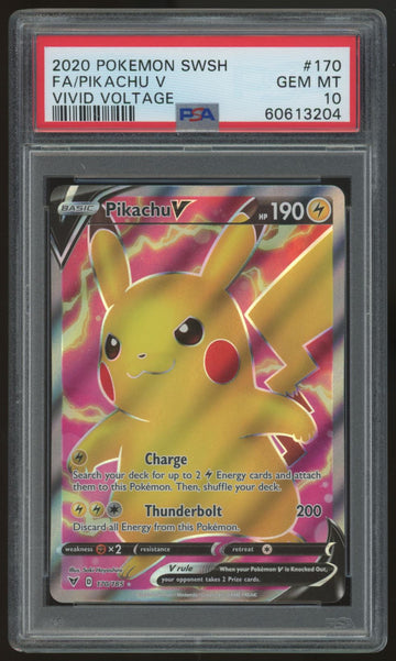 2020 Pokemon Pikachu V Vivid Voltage Full Art #170 PSA 10