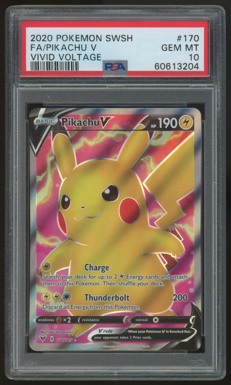 2020 Pokemon Pikachu V Vivid Voltage Full Art #170 PSA 10