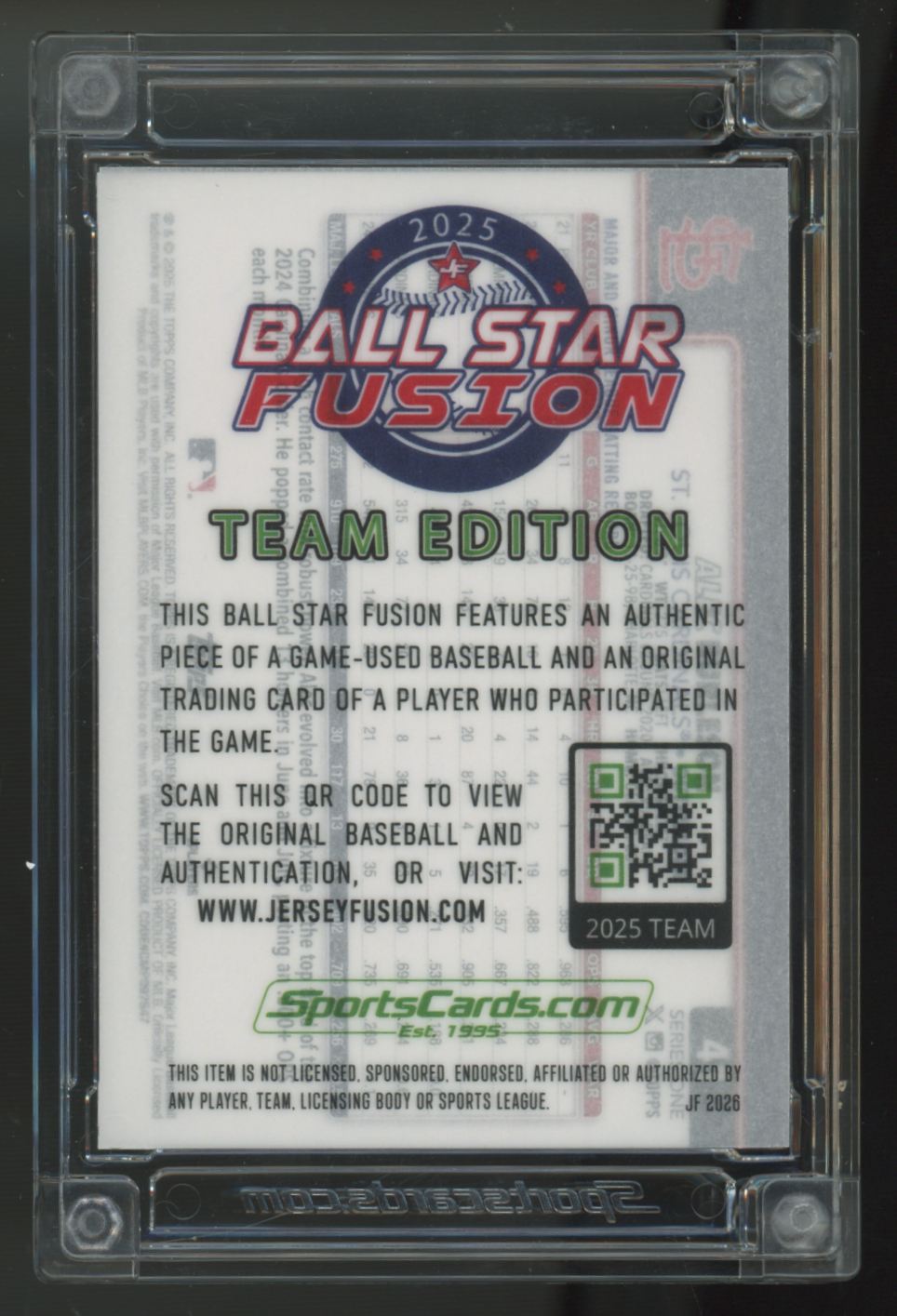 2025 Jersey Fusion Ball Star Alec Burleson Game Used Ball Relic /39 #41