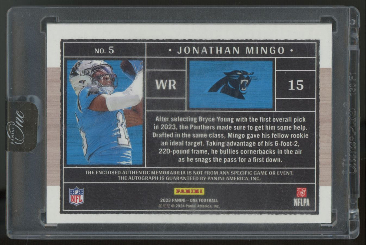 2023 Panini One Jonathan Mingo RC Patch Auto RPA Red /25 #5