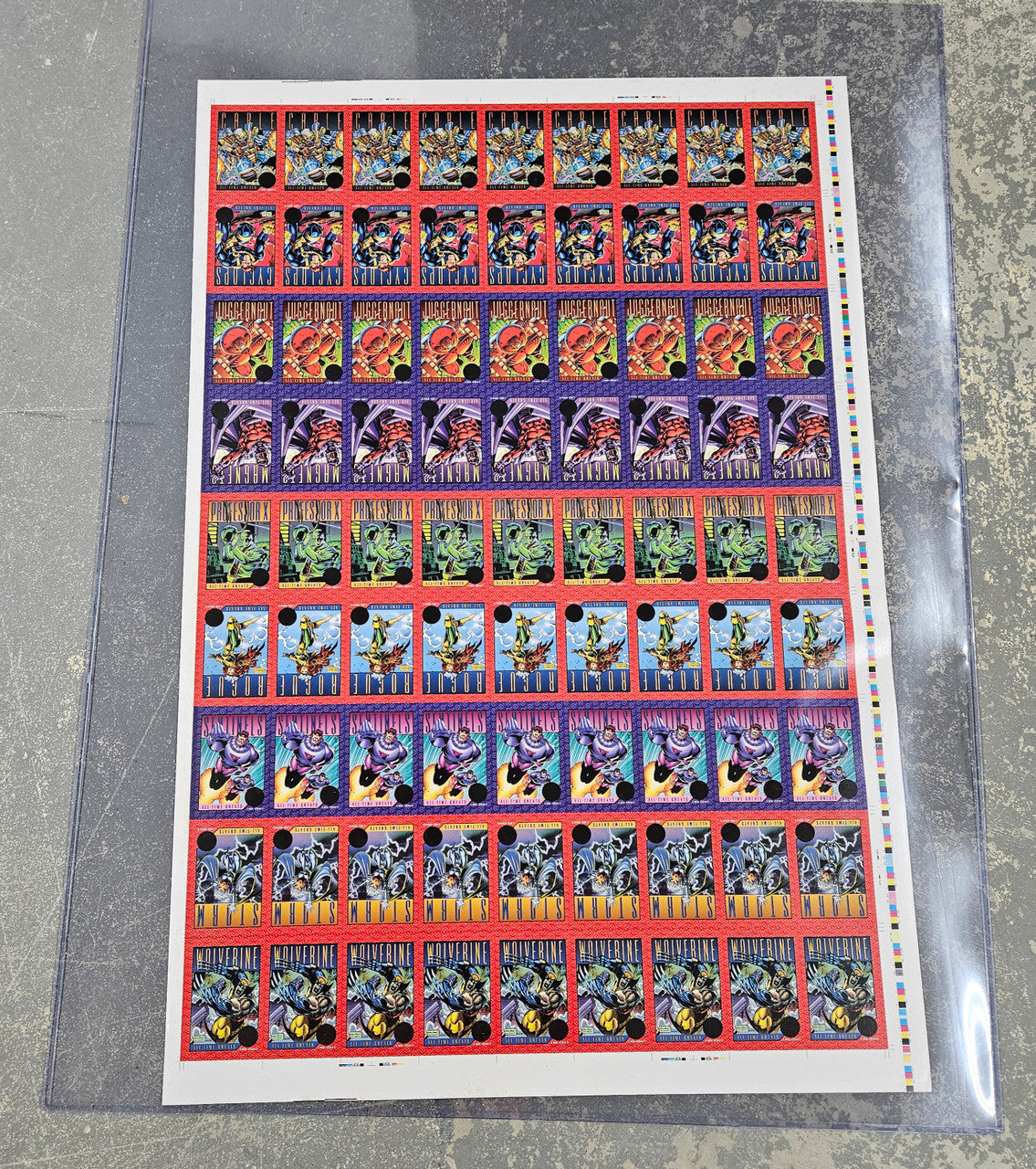 1993 Skybox X-Men Series 2 Uncut Sheet No Foil