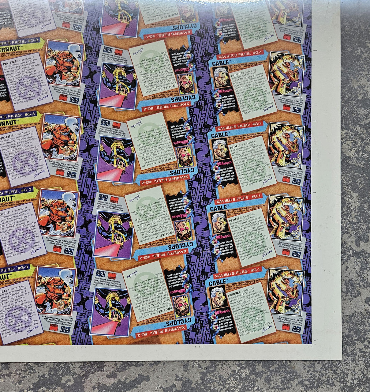 1993 Skybox X-Men Series 2 Uncut Sheet No Foil