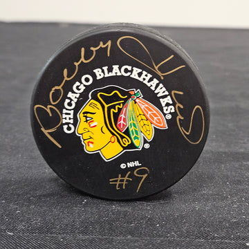 Bobby Hull Signed Autographed Logo Puck JSA *971