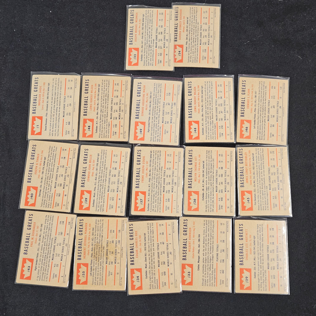 1960 Fleer Baseball Cards (Lot Of 42) Low Grade
