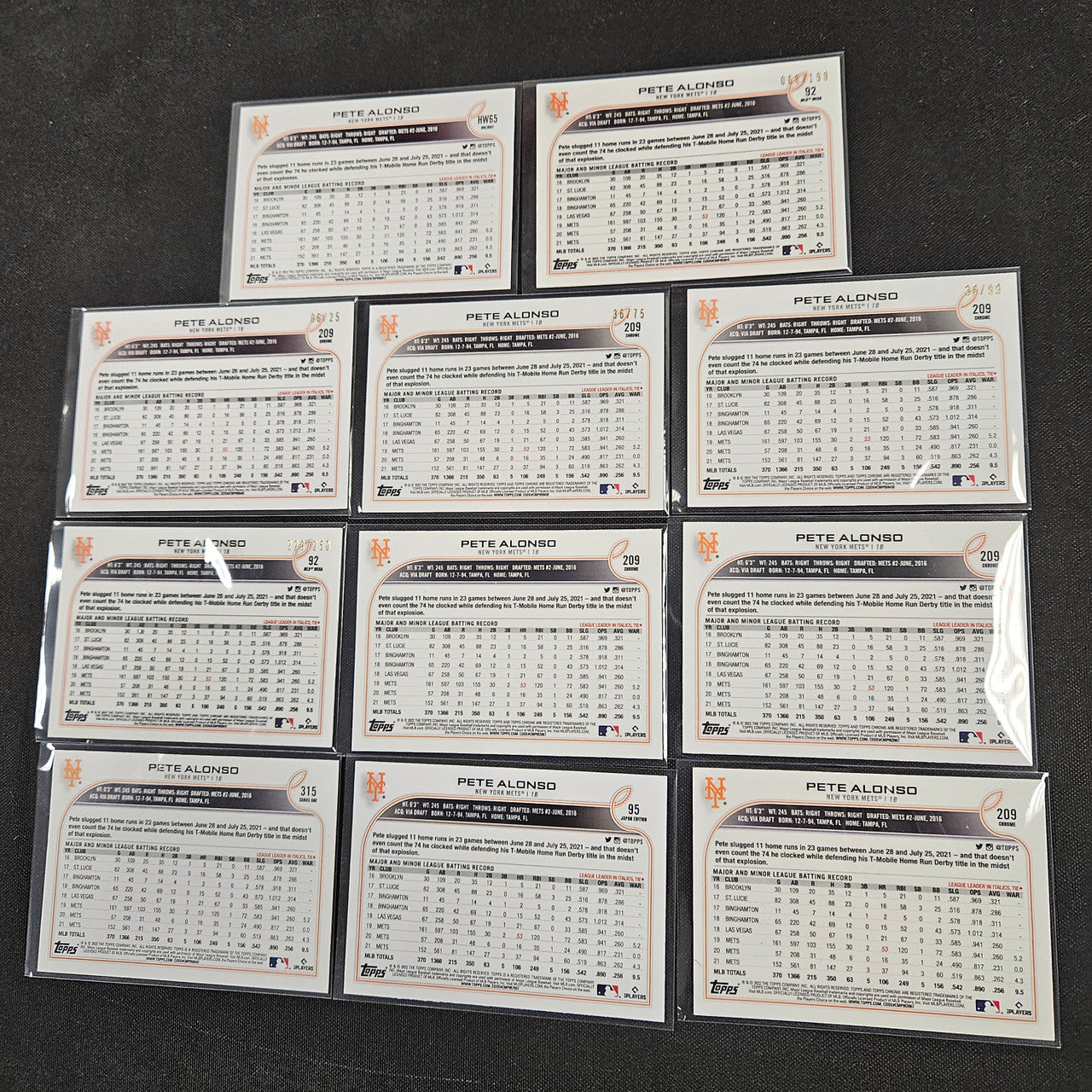 2022 Topps Chrome Sonic Logofractor Pete Alonso Rainbow Lot Of 11
