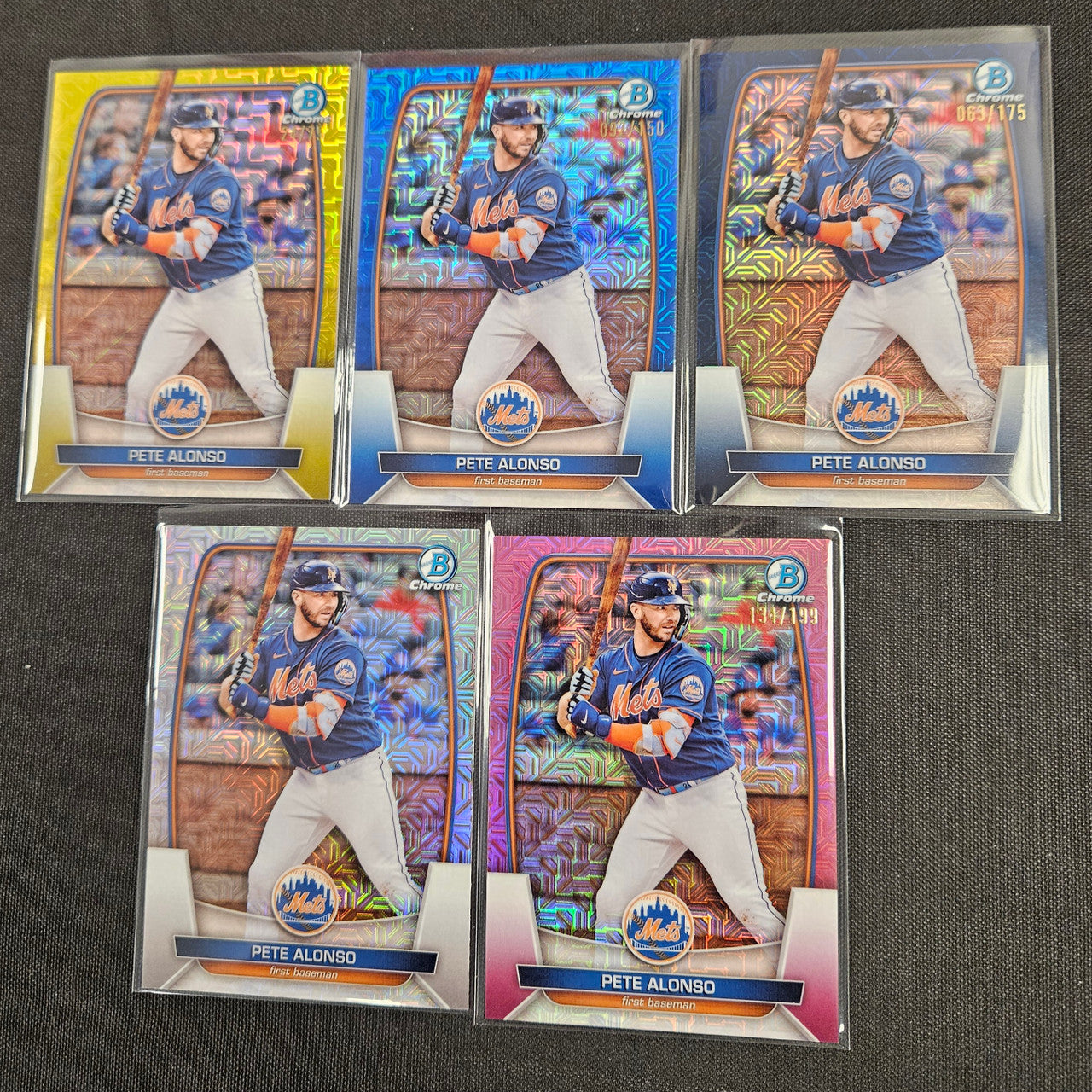2023 Bowman Chrome Mega Box Pete Alonso Rainbow Lot Of 5