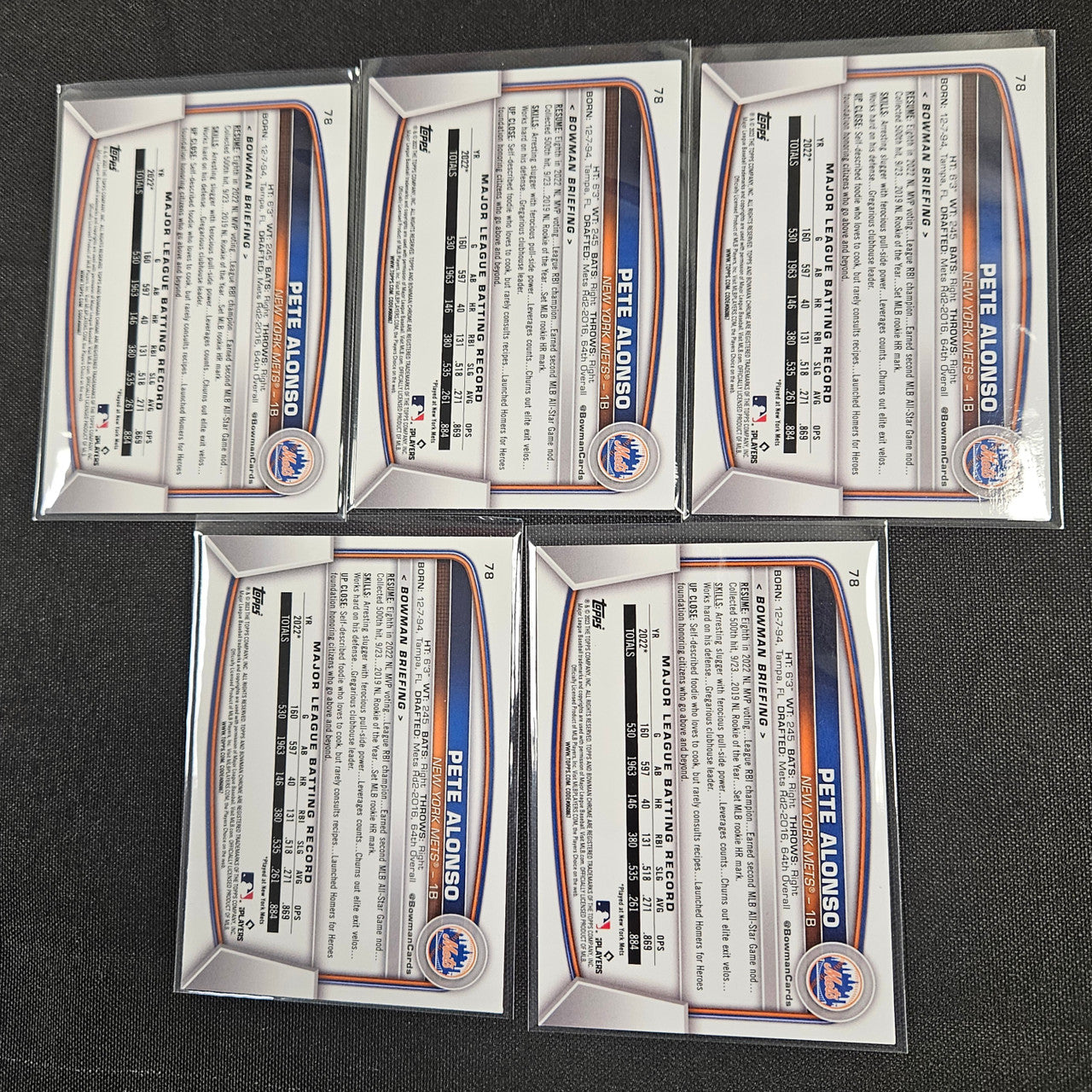 2023 Bowman Chrome Mega Box Pete Alonso Rainbow Lot Of 5