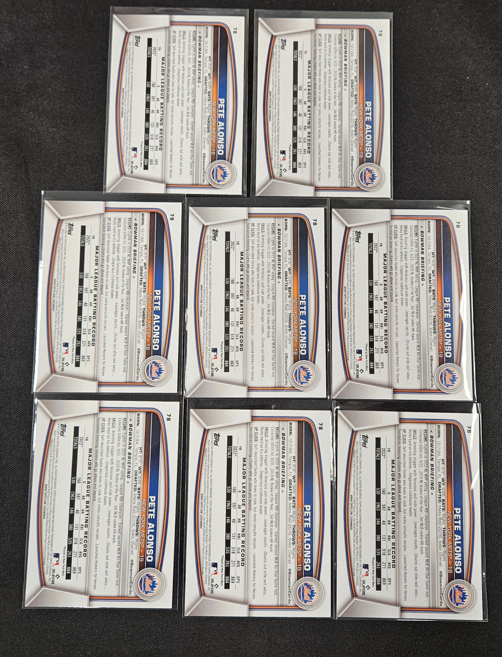 2023 Bowman Pete Alonso #78 Rainbow Lot Of 8