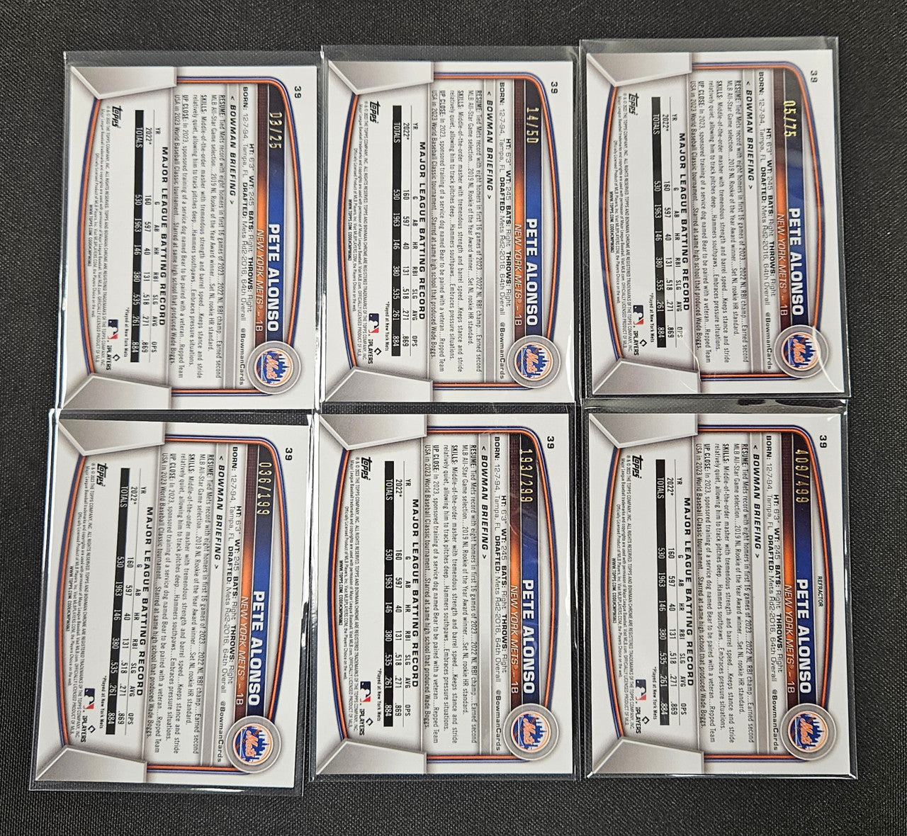 2023 Bowman Chrome Pete Alonso Rainbow Lot Of 6
