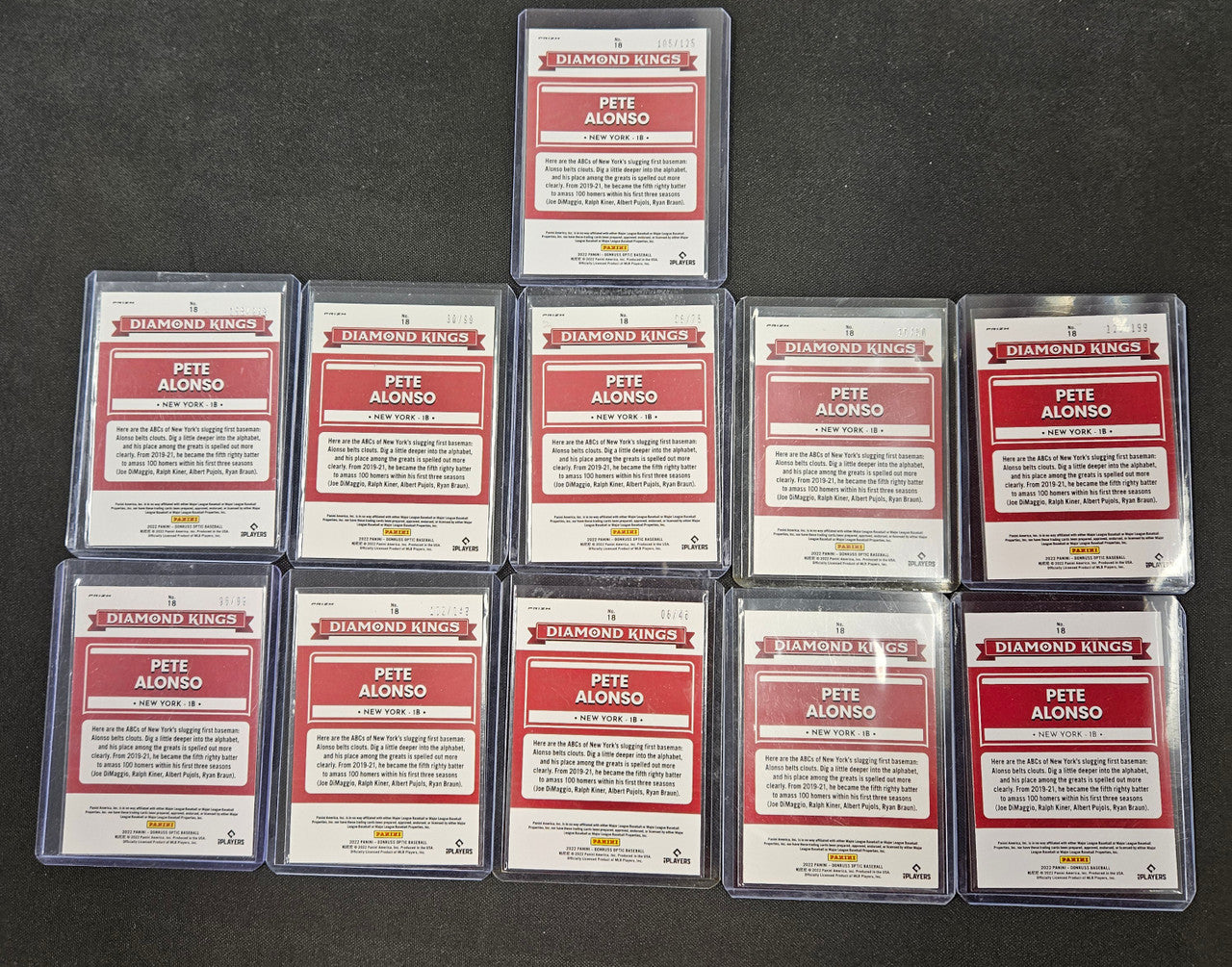 2022 Donruss/Optic Pete Alonso Diamond Kings Rainbow Lot Of 11