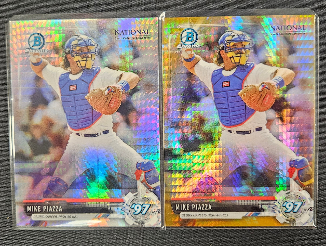 2017 Bowman Chrome National Convention Mike Piazza Rainbow Lot Of 2