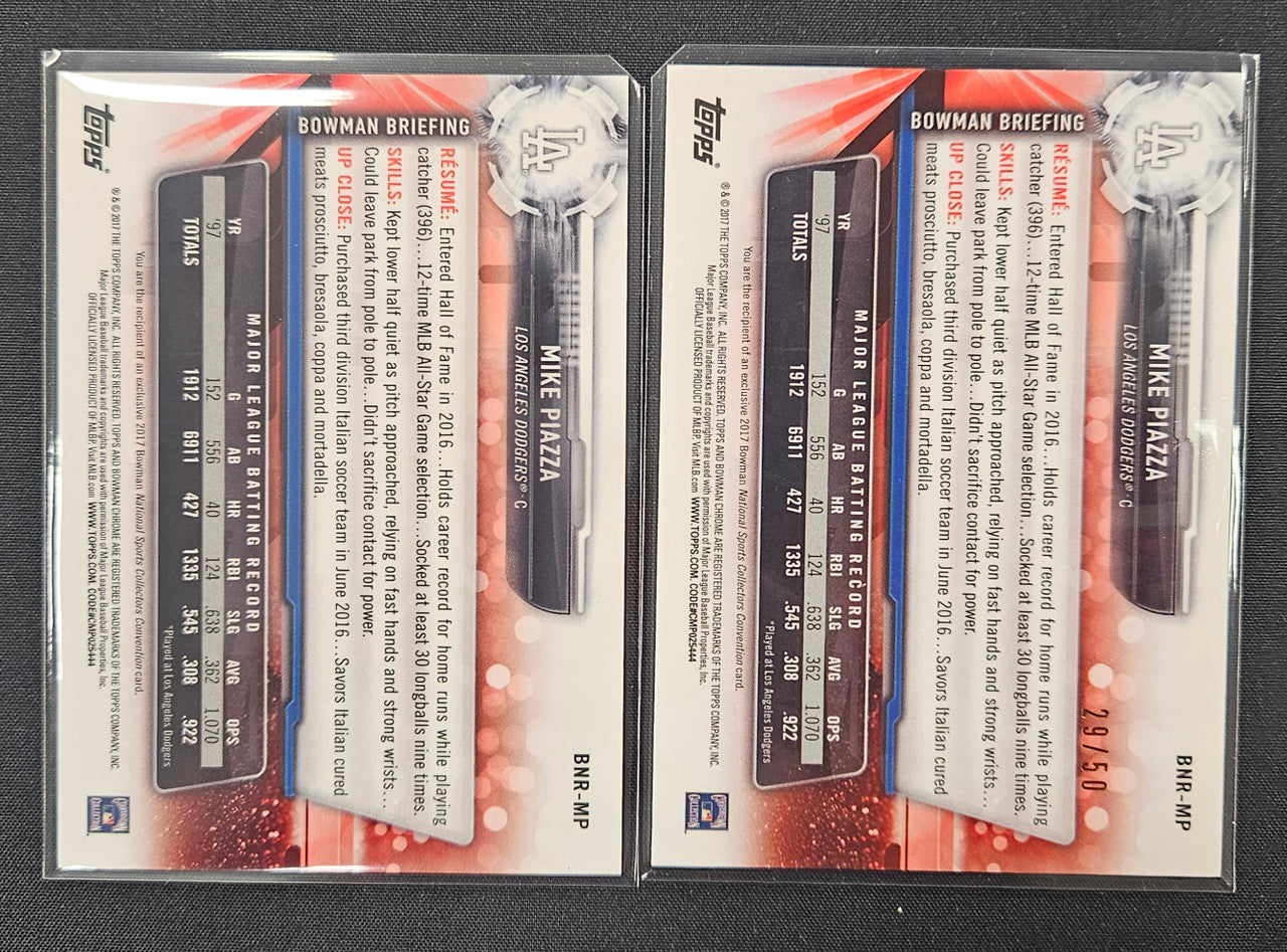 2017 Bowman Chrome National Convention Mike Piazza Rainbow Lot Of 2