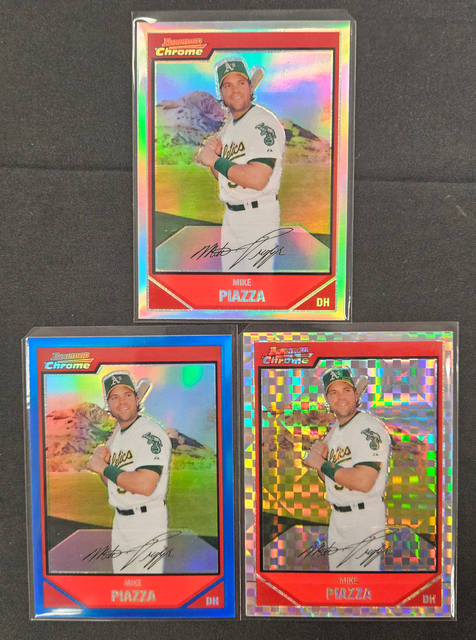 2007 Bowman Chrome Mike Piazza Rainbow Lot Of 3