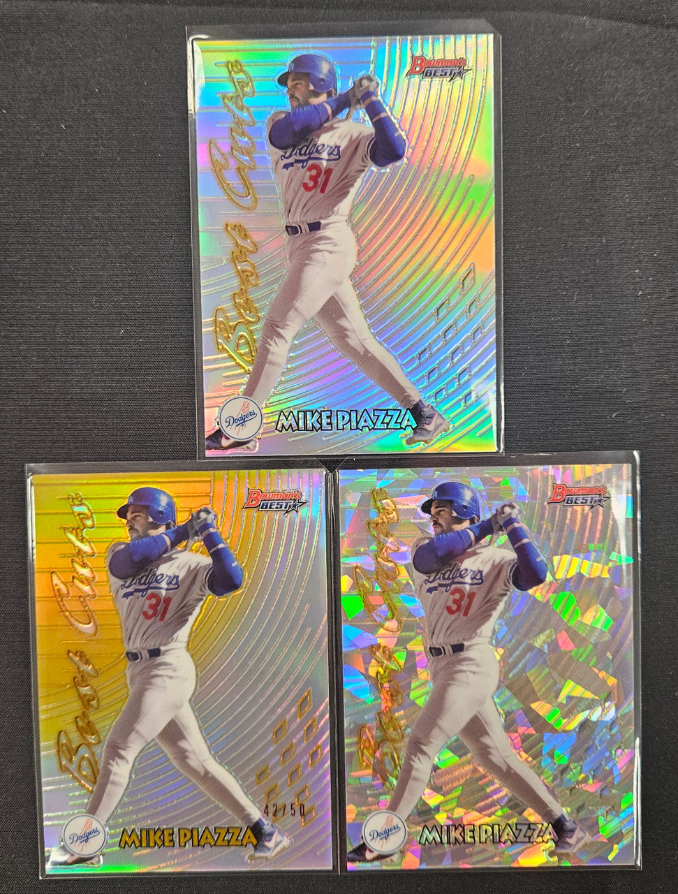 2017 Bowman's Best Mike Piazza Rainbow Lot Of 3