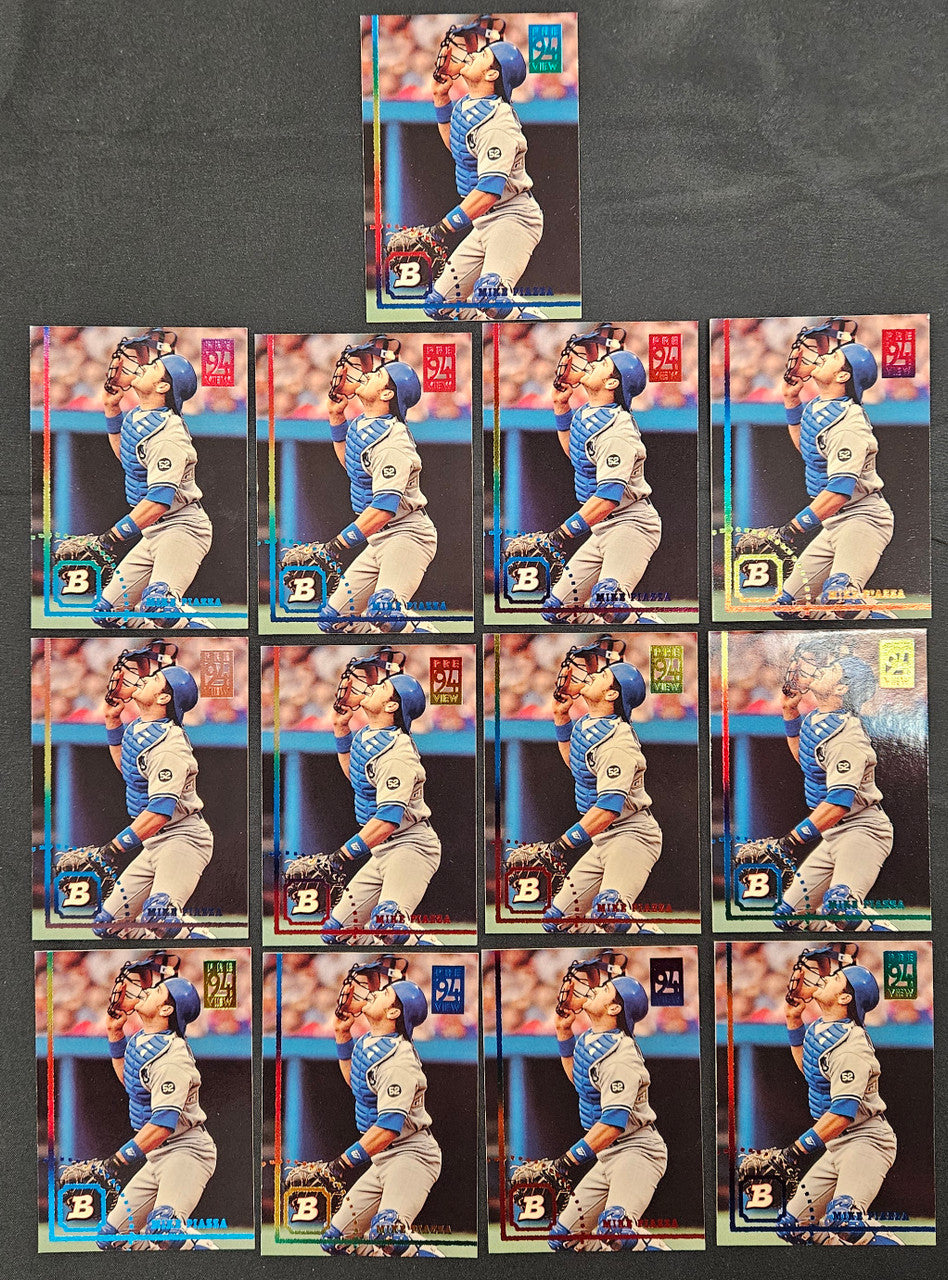 1994 Bowman Preview Mike Piazza Rainbow Lot Of 13