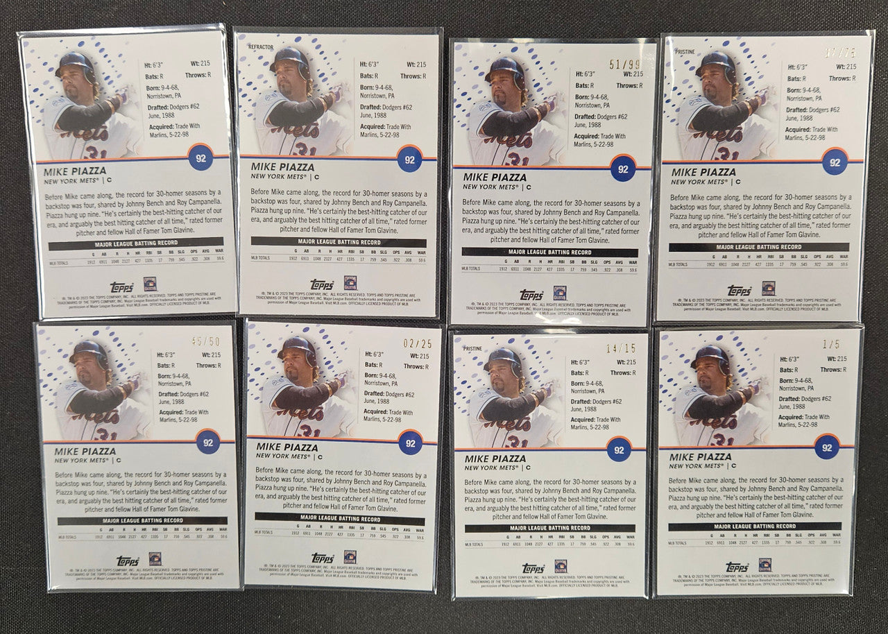 2023 Topps Pristine Mike Piazza Rainbow Lot Of 8