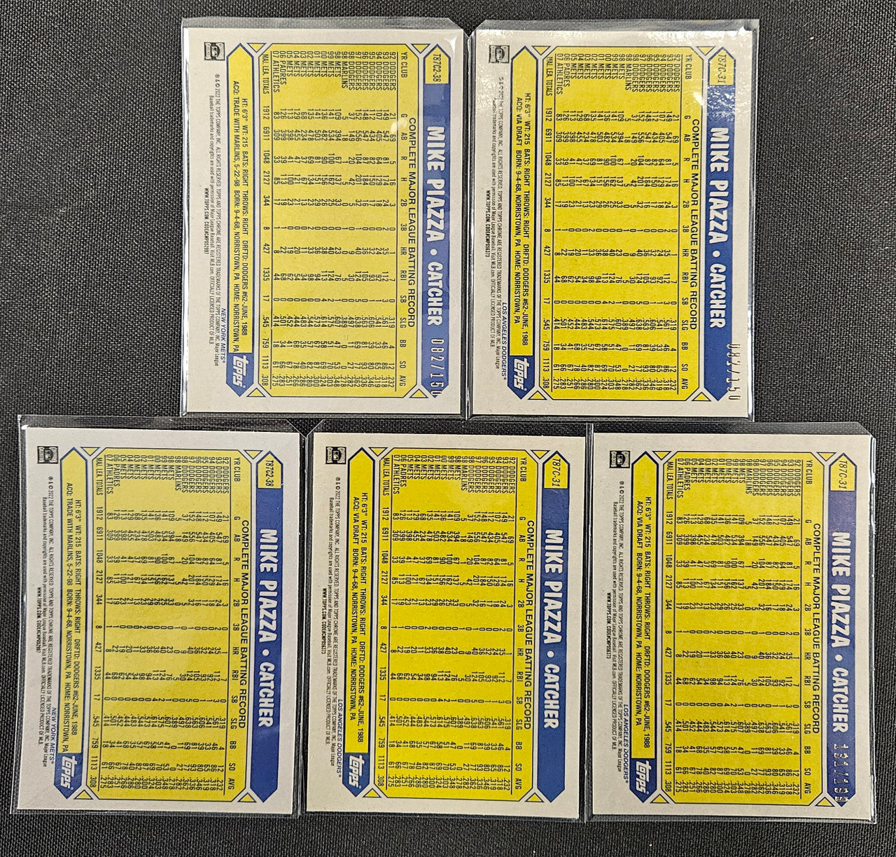 2022 Topps Chrome Silver Pack Mike Piazza Rainbow Lot Of 5
