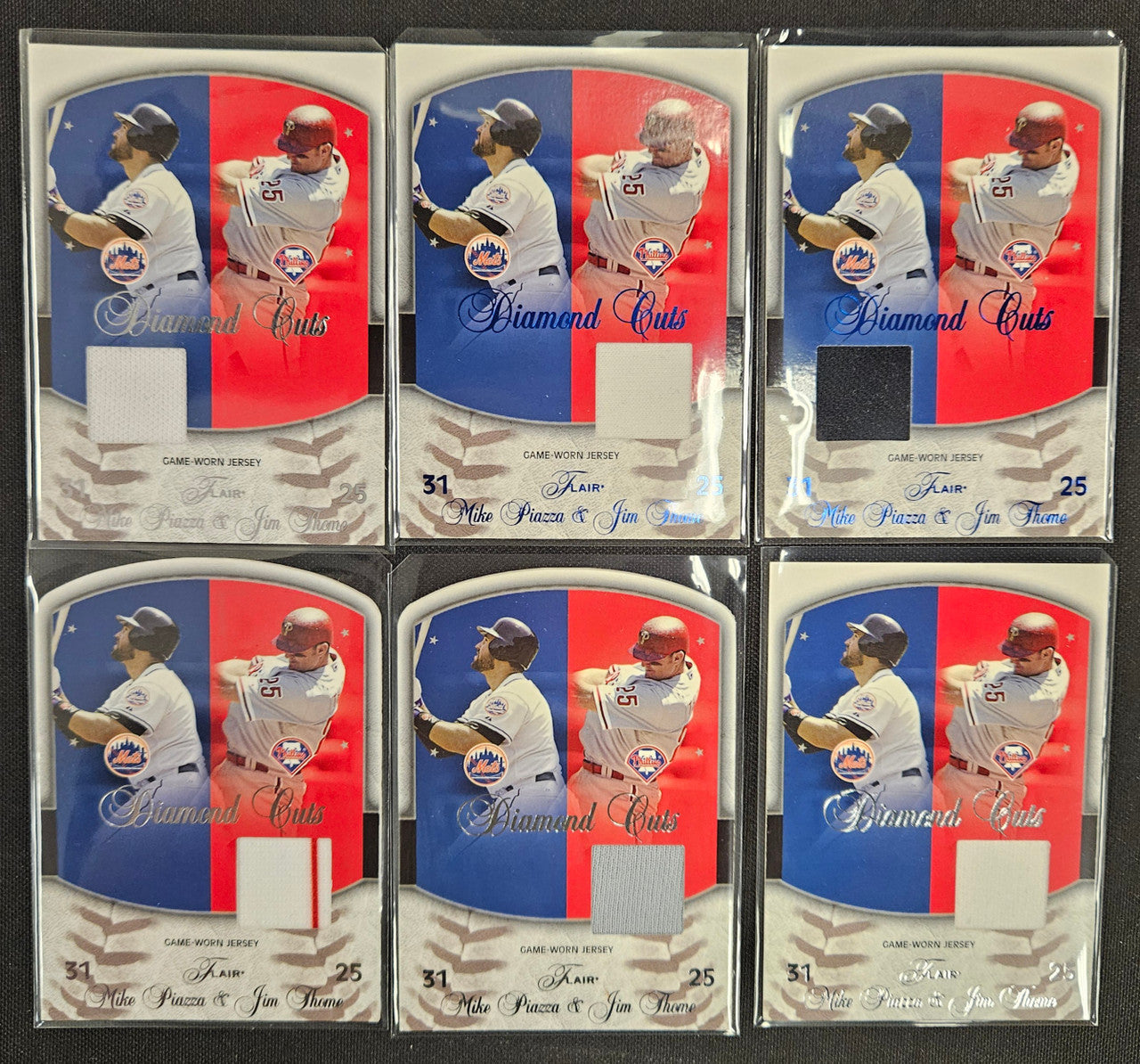 2005 Fleer Flair Mike Piazza / Jim Thome Rainbow Lot Of 6