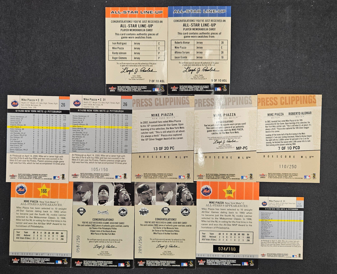 2003 Fleer Box Score Mike Piazza Lot Of 12