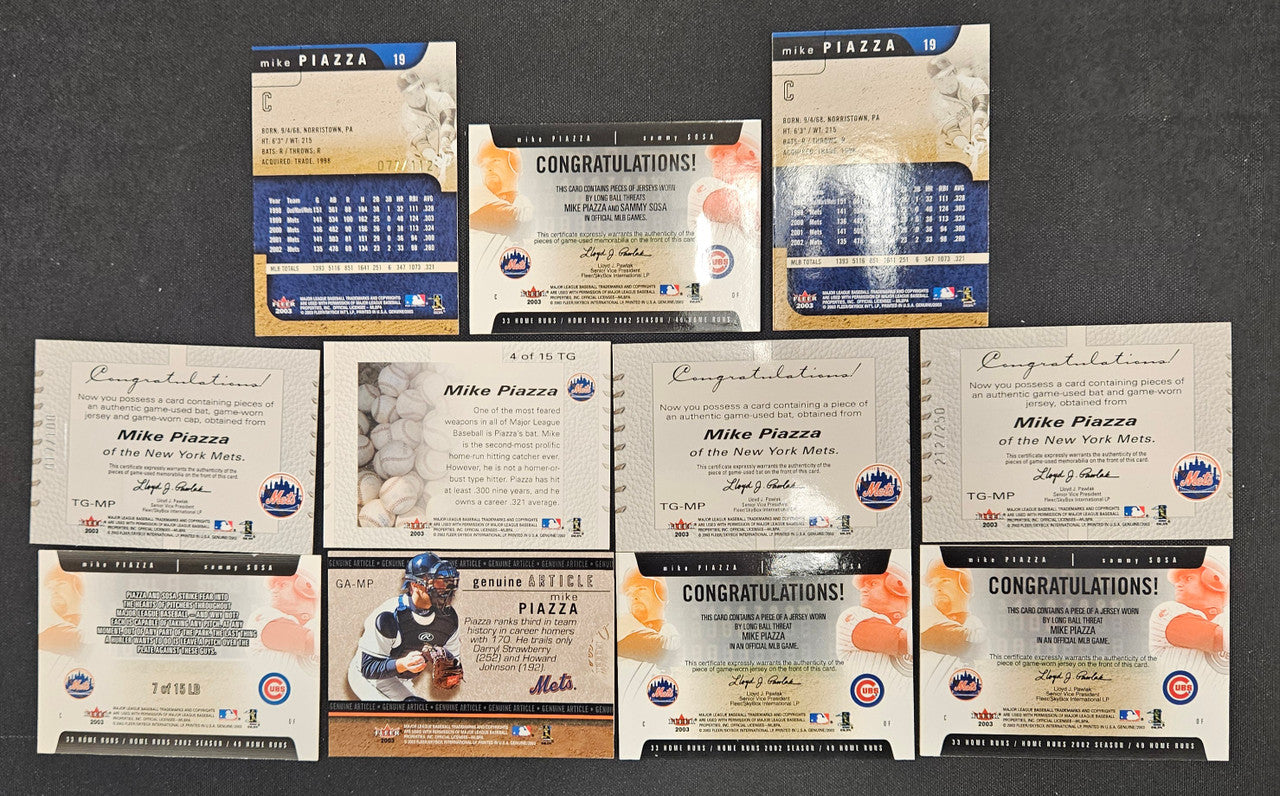 2003 Fleer Genuine Mike Piazza Lot Of 11