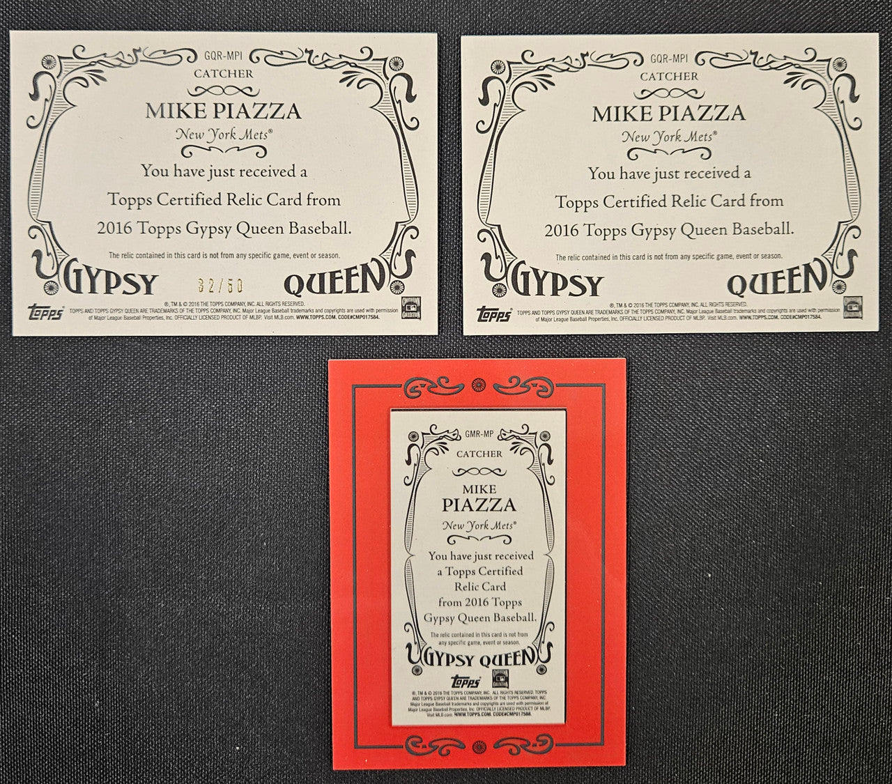 2016 Topps Gypsy Queen Mike Piazza Lot Of 3