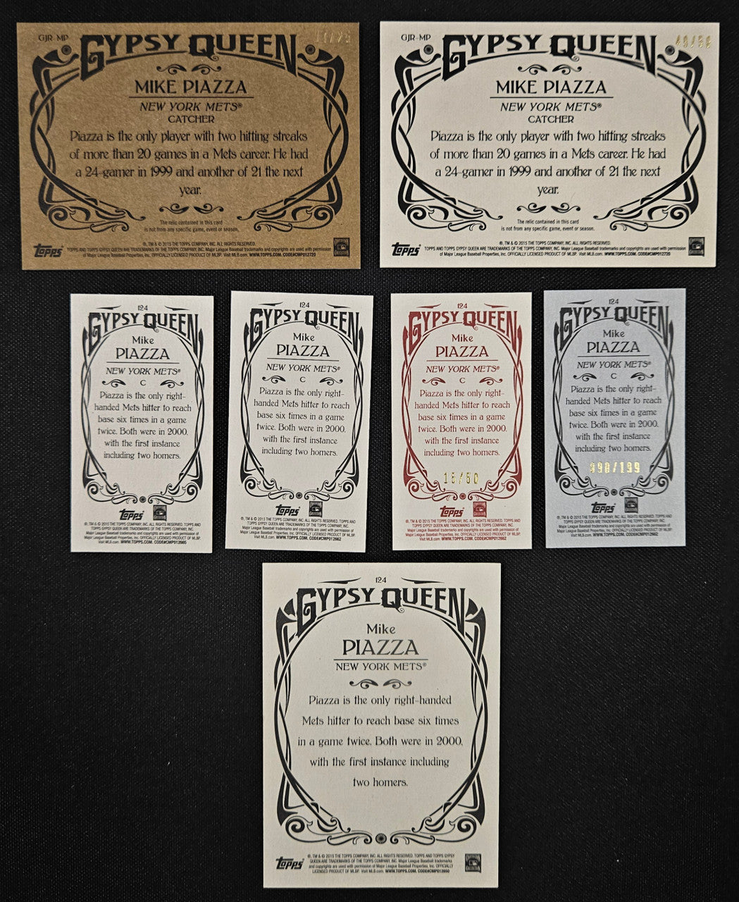 2015 Topps Gypsy Queen Mike Piazza Lot Of 7