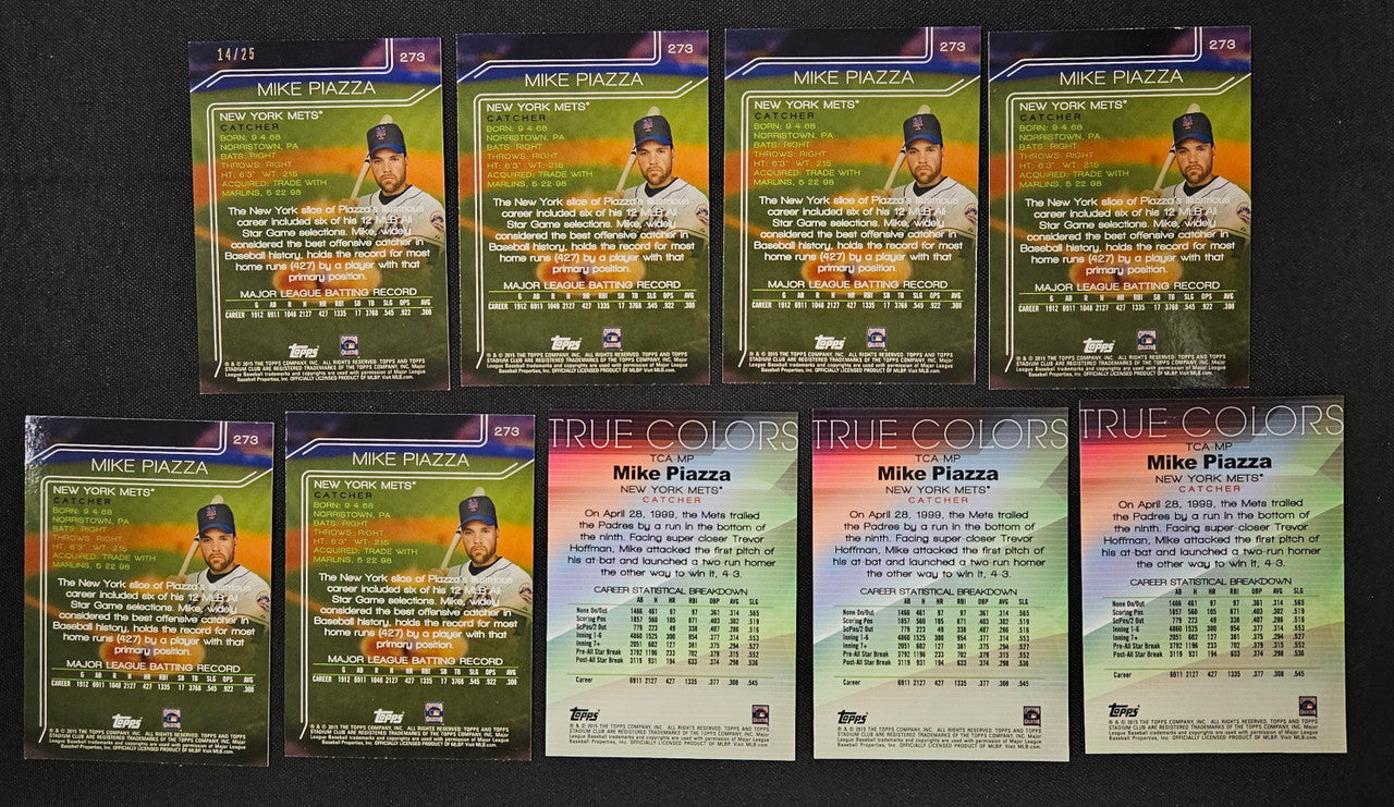 2015 Topps Stadium Club Mike Piazza Lot Of 9