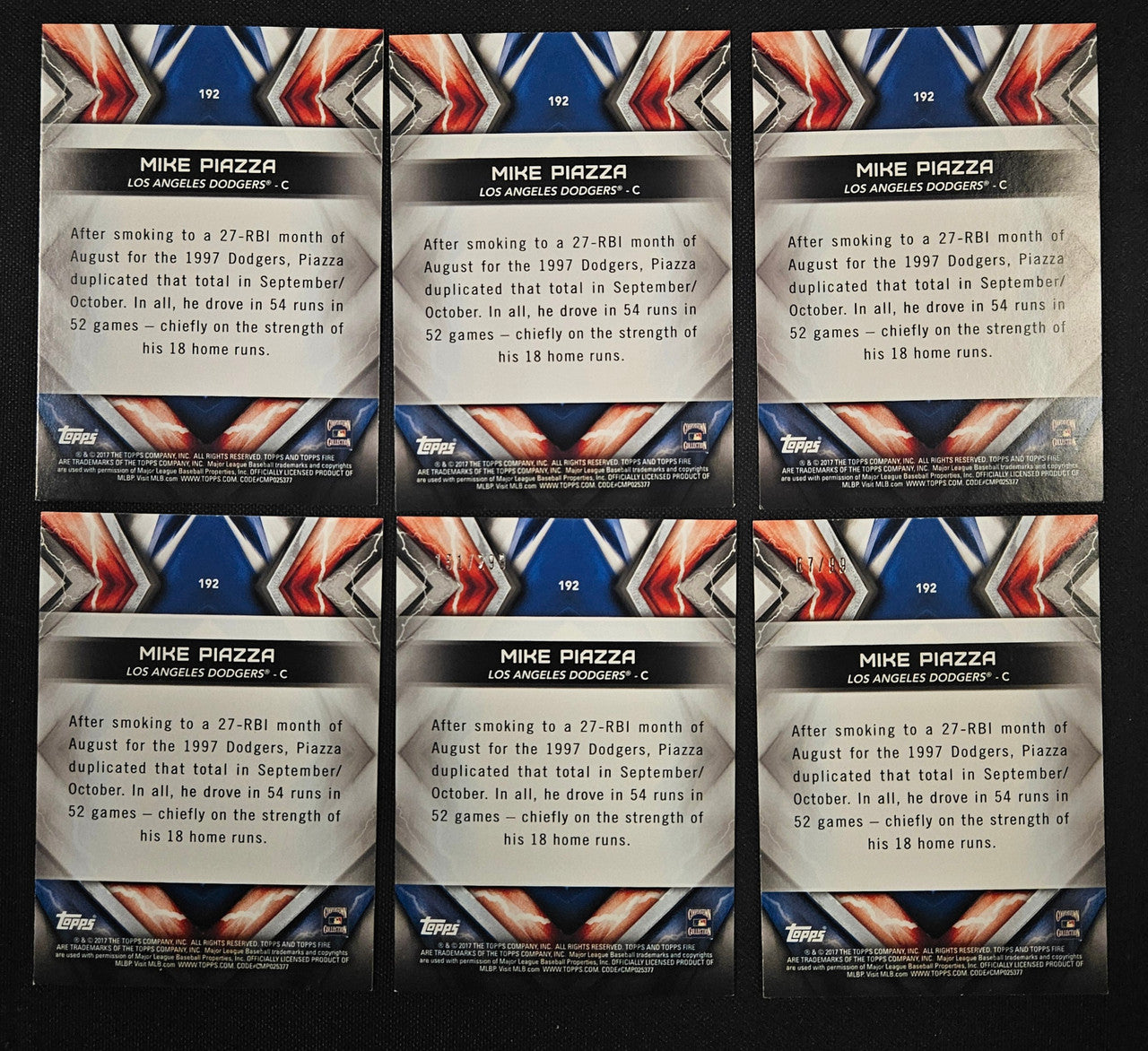 2017 Topps Fire Mike Piazza Lot Of 6