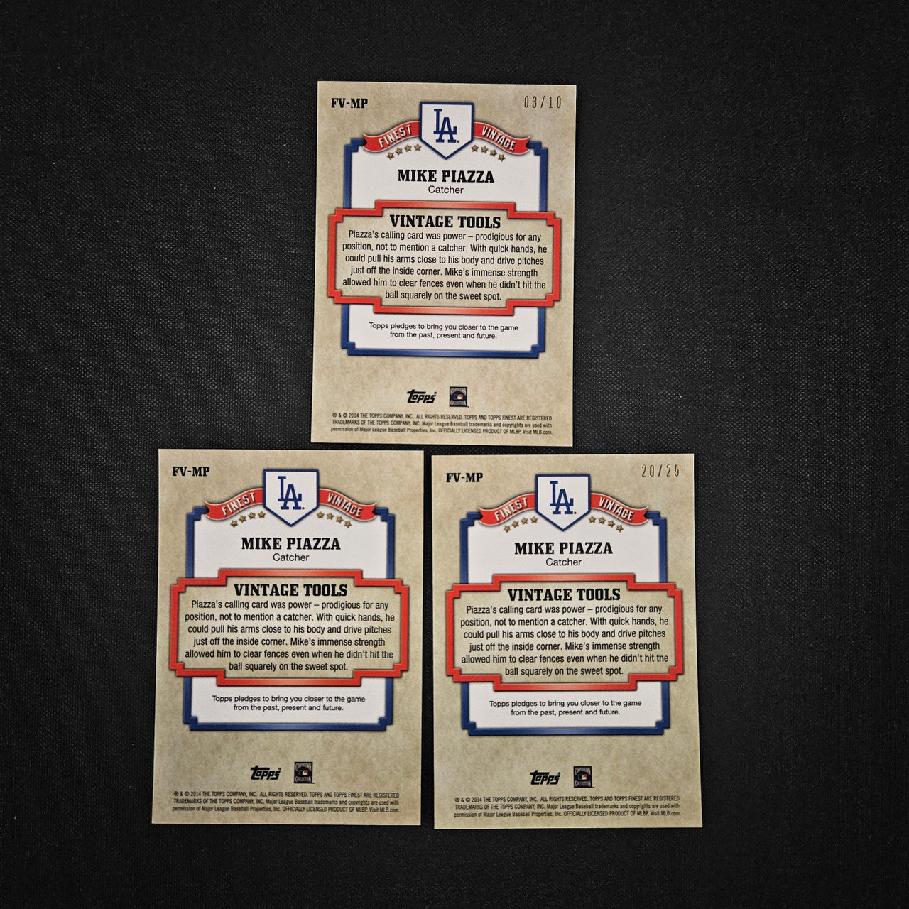 2014 Topps Finest Mike Piazza Lot Of 3