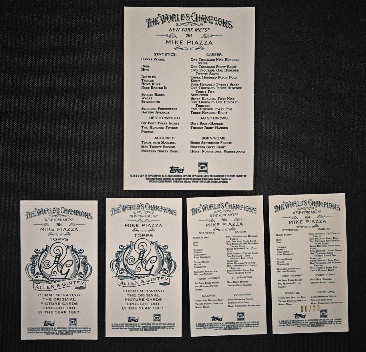 2014 Topps Allen & Ginter Mike Piazza Lot Of 5