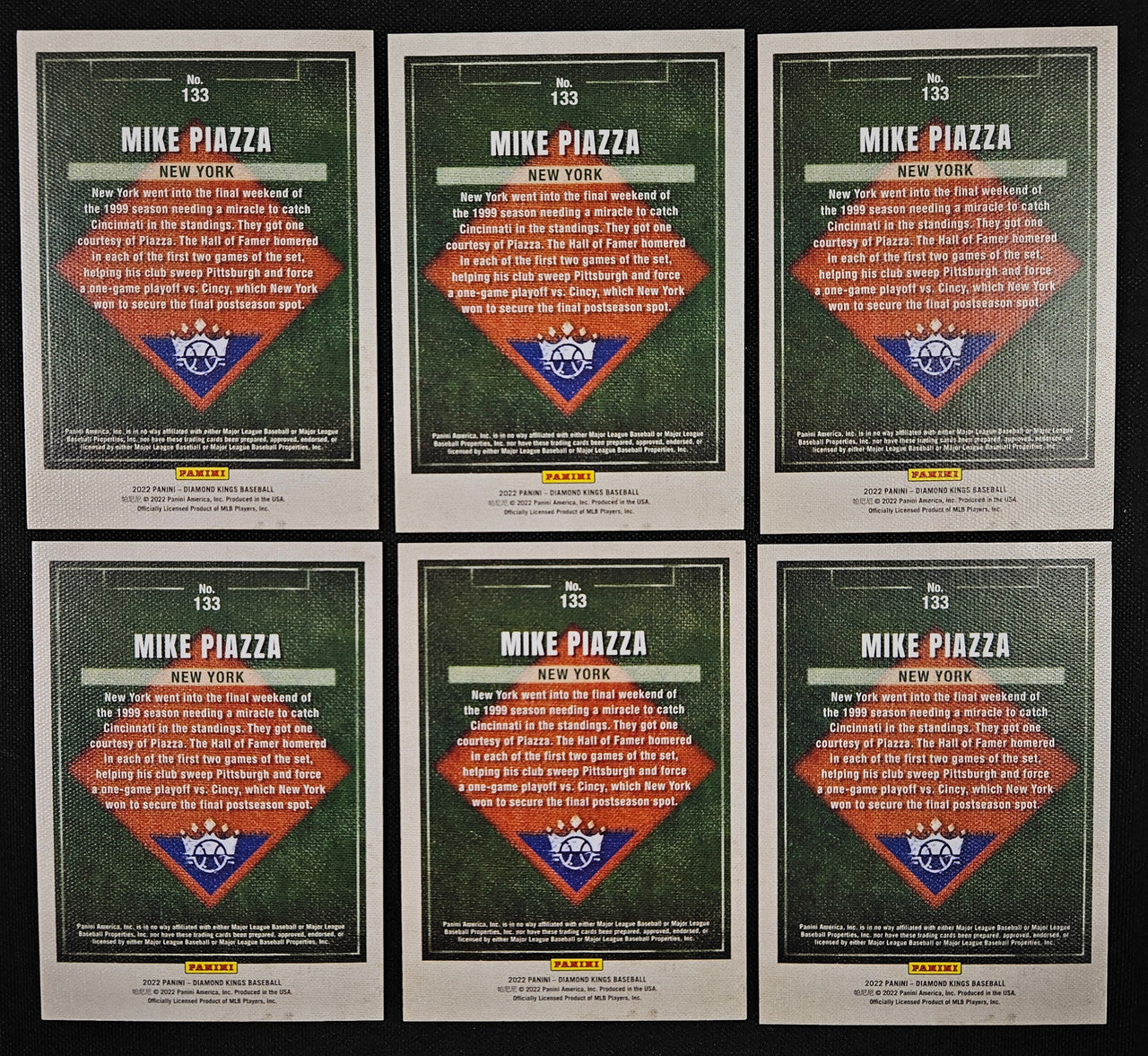 2022 Panini Diamond Kings Mike Piazza Lot Of 6