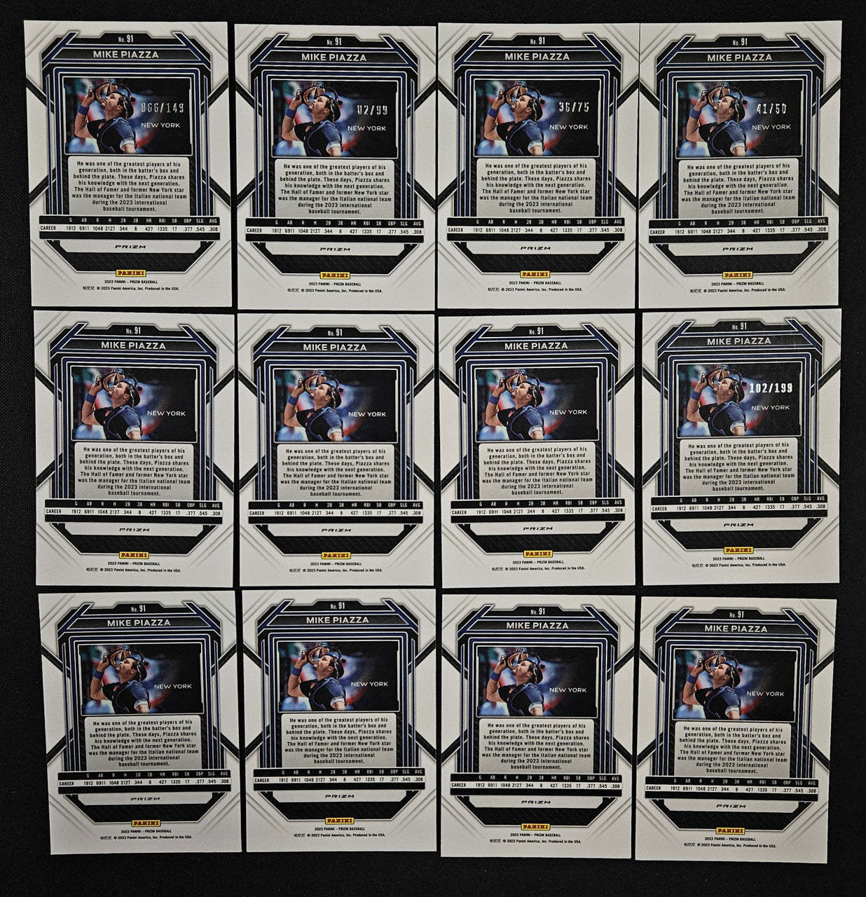 2023 Panini Prizm Mike Piazza Rainbow Lot Of 12