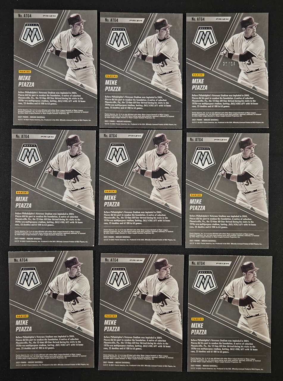 2021 Panini Mosaic Mike Piazza All-Time Greats Rainbow Lot Of 9