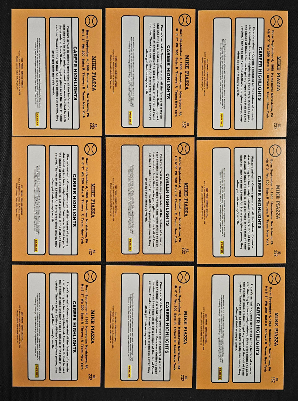 2021 Panini Donruss Mike Piazza Lot Of 9