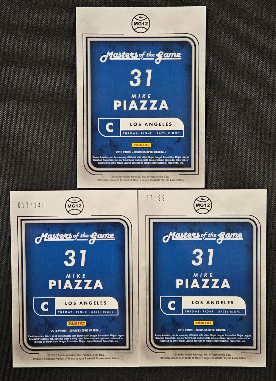 2016 Panini Donruss Optic Mike Piazza Masters Of The Game Lot Of 3