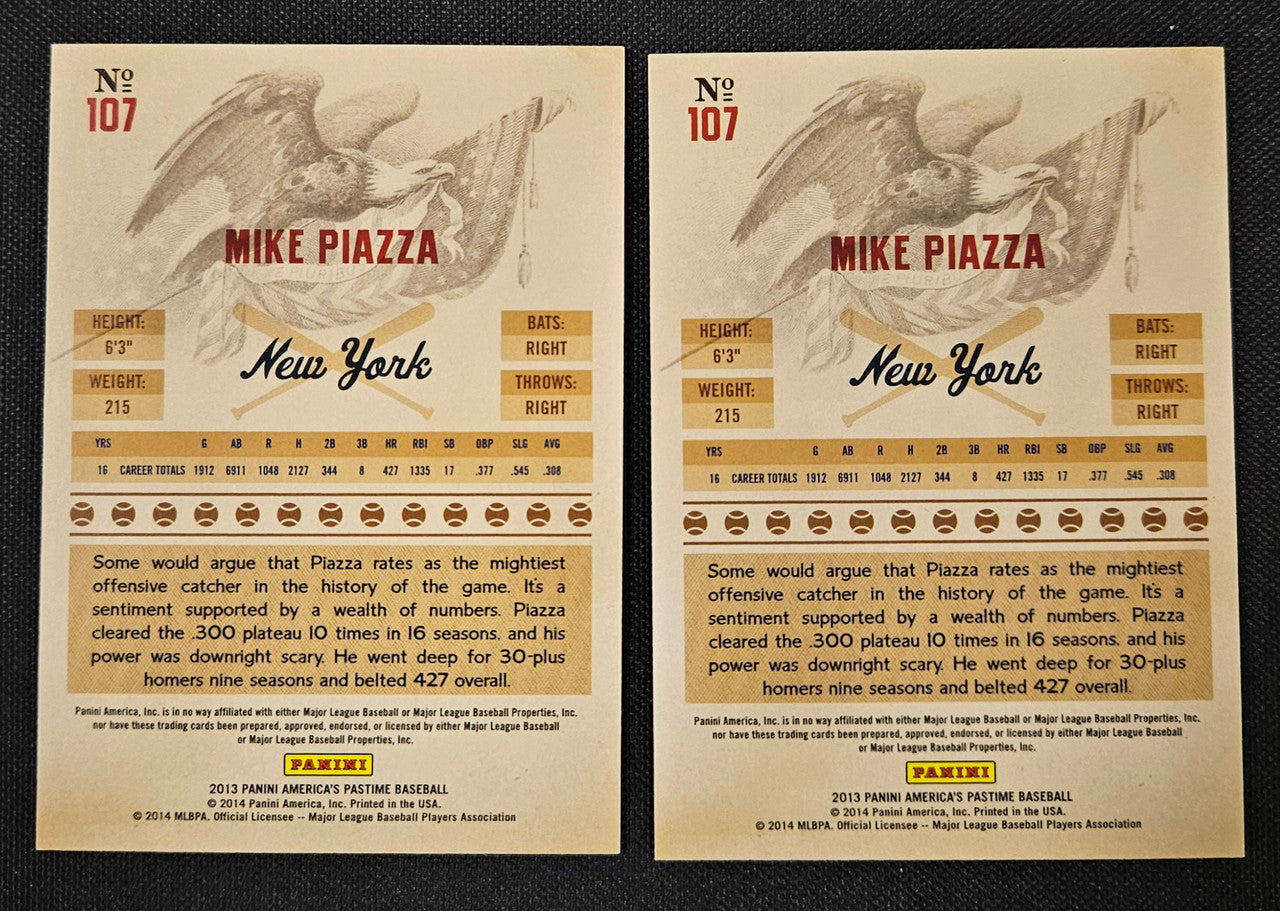 2013 Panini America's Pastime Mike Piazza Lot Of 2