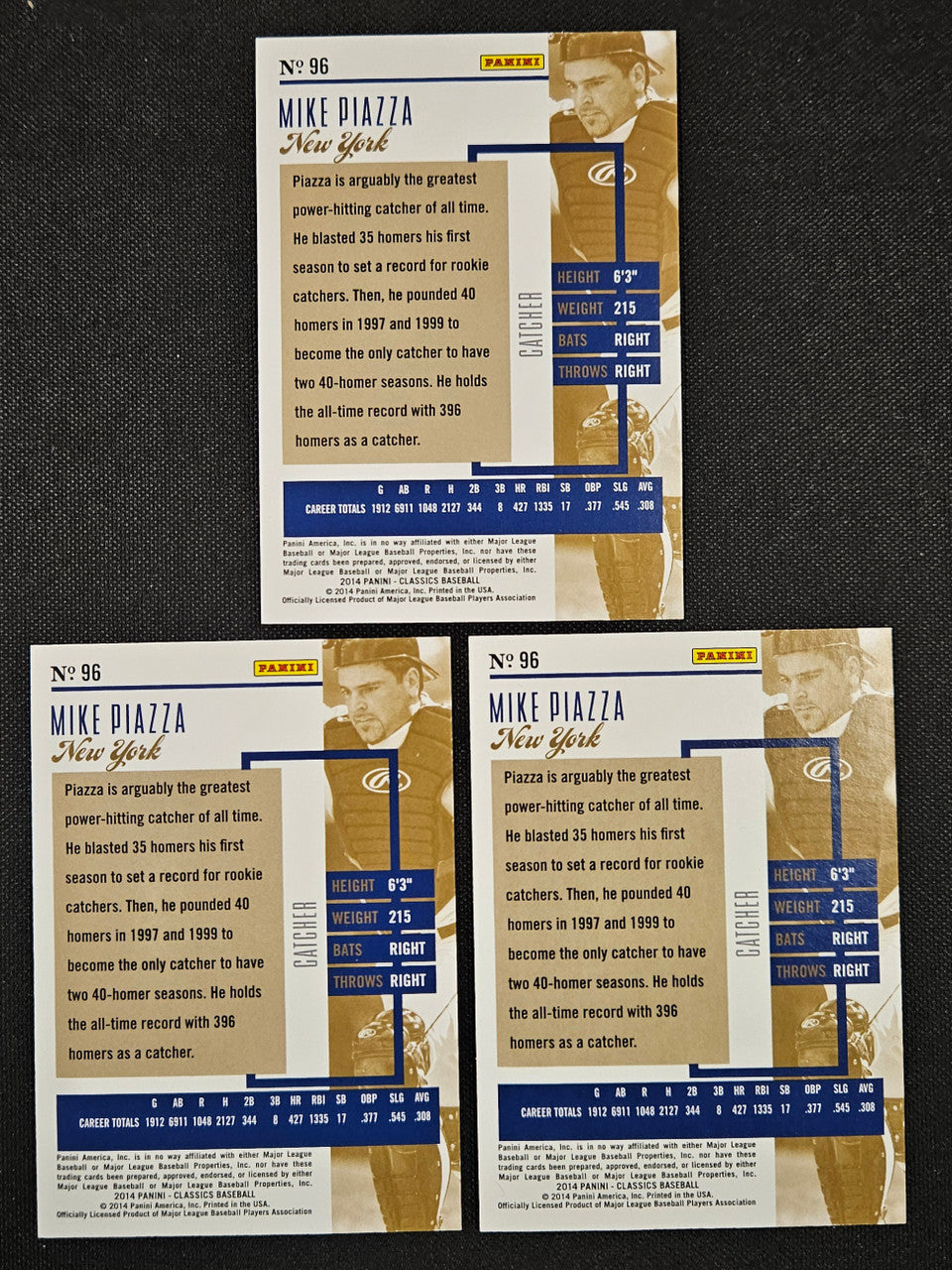 2014 Panini Classics Mike Piazza Lot Of 3