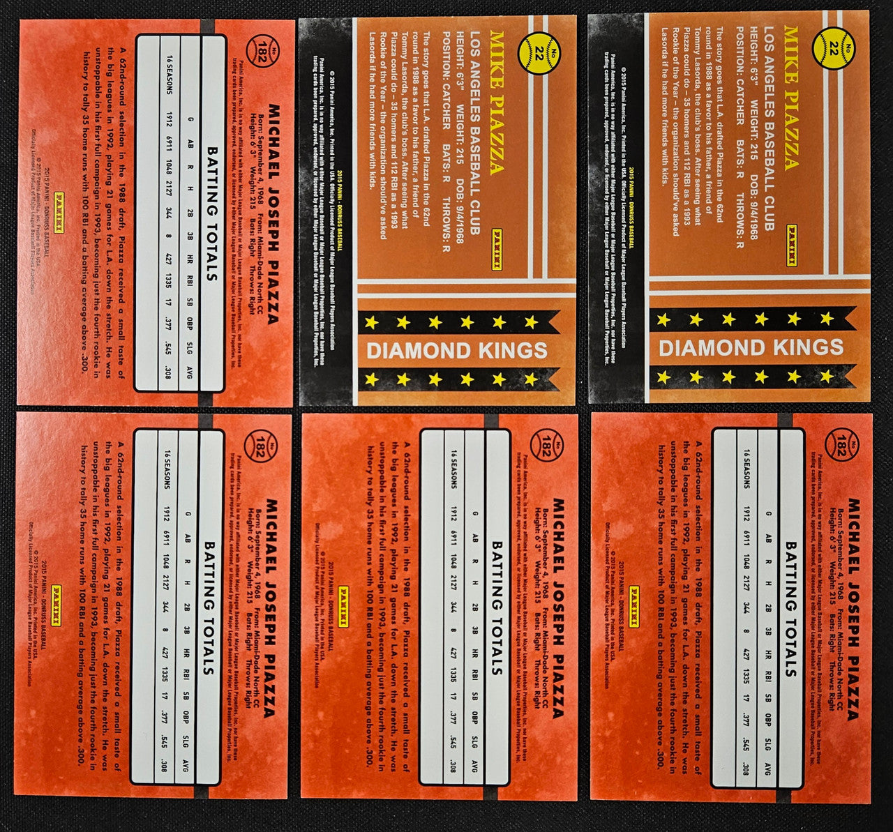 2015 Panini Donruss Mike Piazza Lot Of 6