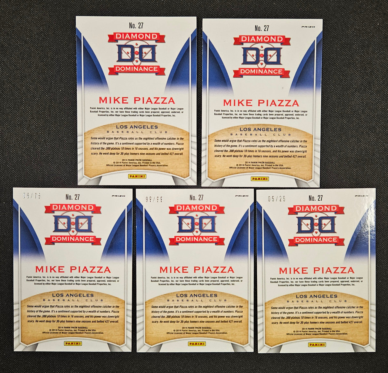 2014 Panini Prizm Mike Piazza Diamond Dominance Lot Of 5