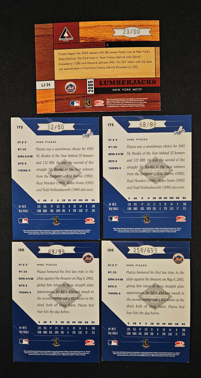 2005 Leaf Limited Mike Piazza Lot Of 5