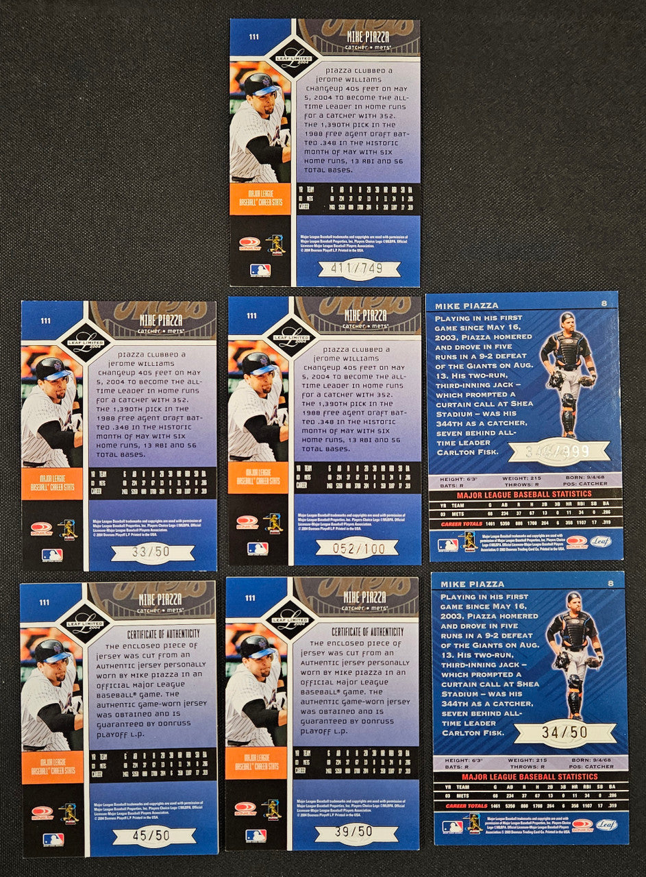 2004 Leaf Limited Mike Piazza Lot Of 7